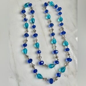 Blue & Aqua faceted crysta Women's Necklace